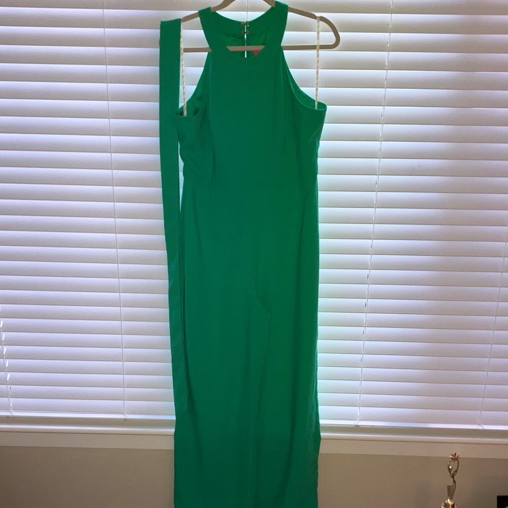 Lilly Pulitzer Emerald Green Wide-Leg Jumpsuit with Sash